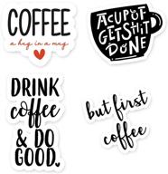 ☕ coffee sticker pack: 4 pack of hilarious laptop stickers - vinyl decals for laptop, phone, and tablet logo