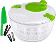 🥗 olivia & aiden large salad spinner set - 4.5 quart with colander, dishwasher safe bowl, lettuce knife, and 3 airtight bag clips - ideal salad prep set for seo logo