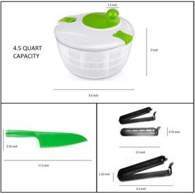 img 2 attached to 🥗 OLIVIA & AIDEN Large Salad Spinner Set - 4.5 Quart with Colander, Dishwasher Safe Bowl, Lettuce Knife, and 3 Airtight Bag Clips - Ideal Salad Prep Set for SEO