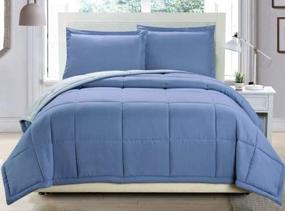 img 2 attached to 🛏️ Full/Queen Reversible Soft Down Alternative Comforter Set in Spa Blue/Grey with Corner Tab Duvet Insert - Premium 3 Piece Luxury Option