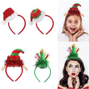 img 4 attached to FRCOLOR Christmas Headband Santa Hat Christmas Tree Elf Headband - 🎅 Adult & Children Christmas Costumes Accessory - Holiday Party Decoration, 4 Pack