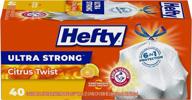 🗑️ hefty ultra strong 13 gallon tall kitchen trash bags with citrus twist scent - 40 count логотип