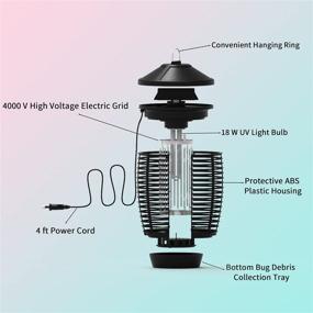 img 1 attached to 🦟 Электрический уничтожитель насекомых U.S. Solid Mosquito Killer: мощность 20 Вт, электрическая сетка 4000 В и УФ-лампа 18 Вт для использования в помещении и на открытом воздухе дома, в офисе, на заднем дворе, на патио