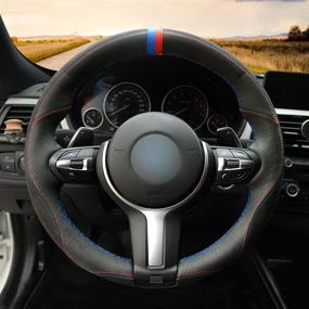 img 3 attached to 🔥 Enhance Your BMW's Style with MEWANT Hand-stitched 3D Design Black Microfiber Leather Steering Wheel Cover Wrap – Perfect for BMW F87 M2, F85 X5 M, F86 X6 M, F80 M3, F82 M4, M5, F12 F13 M6, F33 F30 M Sport (2013-2017)