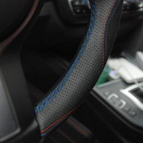 img 1 attached to 🔥 Enhance Your BMW's Style with MEWANT Hand-stitched 3D Design Black Microfiber Leather Steering Wheel Cover Wrap – Perfect for BMW F87 M2, F85 X5 M, F86 X6 M, F80 M3, F82 M4, M5, F12 F13 M6, F33 F30 M Sport (2013-2017)