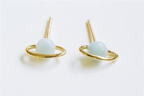 img 2 attached to 🌟 Opal Gemstone Star Saturn Planet Earrings by ONDAISY