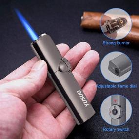 img 3 attached to 🔥 Yusud Torch Cigar Lighter Butane Refillable, Adjustable Blue Flame Jet Cigarette Lighter, Stylish Table Lighter for Men's Gift (Fuel Not Included)