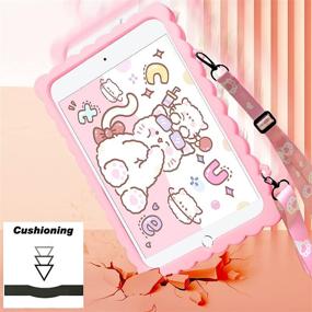 img 2 attached to Silicone Cute Cat Paw Fidget Toy Case for iPad Mini 4th/5th Generation - Full Body Push Poppers Protection Cover, Soft Shockproof Tablet Case with Fold Stand and Lanyard - Pink, 7.9 Inch