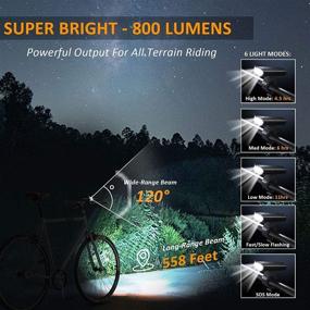 img 3 attached to 🚲 MCAMO USB Rechargeable Bike Light Set – 800 Lumens Front and Back Bicycle Lights with 3000mAh Battery, 6 Light Modes, IPX5 Waterproof Headlight & Taillight for Road and MTB Cycling