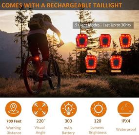 img 1 attached to 🚲 MCAMO USB Rechargeable Bike Light Set – 800 Lumens Front and Back Bicycle Lights with 3000mAh Battery, 6 Light Modes, IPX5 Waterproof Headlight & Taillight for Road and MTB Cycling