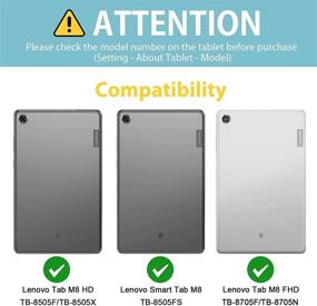 img 3 attached to Herize SkyBlue Case for Lenovo Tab M8 FHD 8 Inch with Screen Protector & Pen Holder - Kid-Friendly Design, 360° Rotating Kickstand, Hand Strap, Shoulder Strap