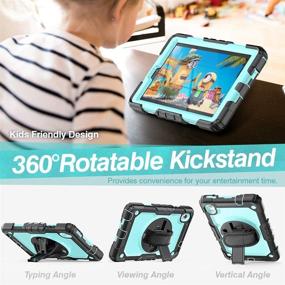 img 2 attached to Herize SkyBlue Case for Lenovo Tab M8 FHD 8 Inch with Screen Protector & Pen Holder - Kid-Friendly Design, 360° Rotating Kickstand, Hand Strap, Shoulder Strap