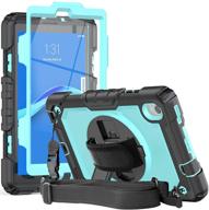 herize skyblue case for lenovo tab m8 fhd 8 inch with screen protector & pen holder - kid-friendly design, 360° rotating kickstand, hand strap, shoulder strap logo