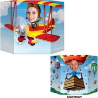 biplane and hot air balloon photo prop party accessory - versatile double-sided design (1 count) logo