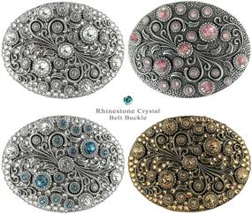 img 1 attached to 🌸 Antique/Brass Oval Floral Engraved Rhinestone Crystal Belt Buckle: Exquisite Fashion Accessory