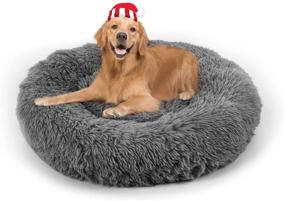 img 4 attached to 🐶 Faux Fur Donut Cuddler: Comfy Round Plush Bed for Dogs & Cats - Large, Medium & Small Sizes