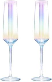 img 4 attached to 🥂 Sparkling Gutsdoor Crystal Champagne Flutes: Set of 2 Iridescent Glass Flutes for Wedding, Christmas, Valentine's, Cheers