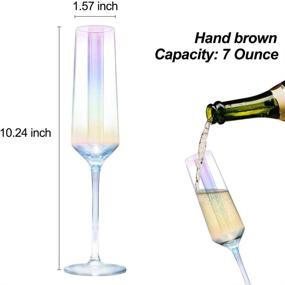 img 3 attached to 🥂 Sparkling Gutsdoor Crystal Champagne Flutes: Set of 2 Iridescent Glass Flutes for Wedding, Christmas, Valentine's, Cheers