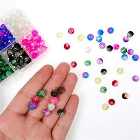 img 2 attached to 📿 200pcs 8mm Multi-Color Crackle Glass Lampwork Beads for Bracelets, Necklaces, and Jewelry Making - Loose Round Spacer Beads Craft Supplies