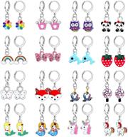 🐾 funrun jewelry: stylish 16pairs hoop dangle earrings for women & teen girls with charming animal designs - cute small huggie hoops set logo