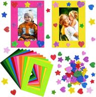 🎨 colorful felt photo frames and glitter foam stickers set - 24 holiday picture frames and 50 decorative stickers for home, school, and office decoration - fits 4 x 6 photos логотип