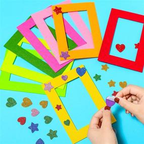 img 2 attached to 🎨 Colorful Felt Photo Frames and Glitter Foam Stickers Set - 24 Holiday Picture Frames and 50 Decorative Stickers for Home, School, and Office Decoration - Fits 4 x 6 Photos