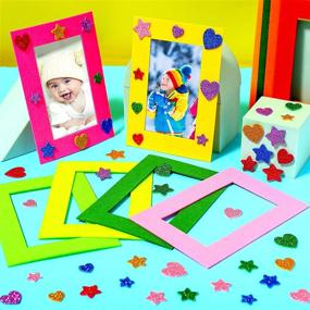 img 1 attached to 🎨 Colorful Felt Photo Frames and Glitter Foam Stickers Set - 24 Holiday Picture Frames and 50 Decorative Stickers for Home, School, and Office Decoration - Fits 4 x 6 Photos