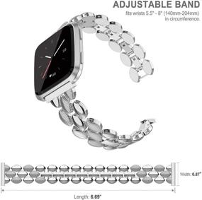 img 1 attached to 🌟 TOYOUTHS Metal Link Bands - Compatible with Fitbit Versa/Versa 2/Versa Lite Special Edition - Stylish Strap Bracelet Replacement Wristbands Accessories - 5.5-8 inches - Silver