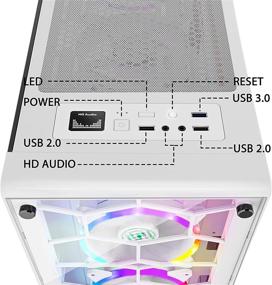 img 1 attached to Корпус игрового ПК MUSETEX ATX Mid-Tower | 6x 120 мм светодиодных вентиляторов с ARGB-подсветкой | USB 3.0 | Черный закаленное стекло (белый, G05S6-BB)