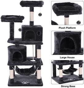 img 2 attached to 🐱 Ultimate Cat Tree Condo Furniture: BEWISHOME Kitten Activity Tower with Scratching Posts, Perches, Hammock - The Perfect Pet Kitty Play House (MMJ01)