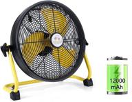 lazyelf rechargeable industrial floor fan - 12 inch high velocity portable fan for indoor and outdoor use logo