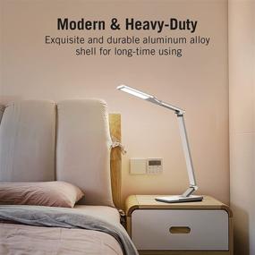 img 3 attached to 🔦 Metal LED Desk Lamp with USB Port, Eye-Caring Architect Desk Light for Workbench Office, Home Office Lighting with 5 Color Modes &amp; 6 Brightness Levels, Touch Control in Sliver