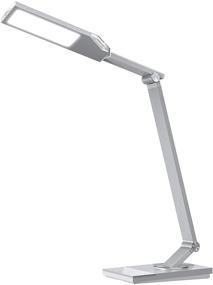 img 4 attached to 🔦 Metal LED Desk Lamp with USB Port, Eye-Caring Architect Desk Light for Workbench Office, Home Office Lighting with 5 Color Modes &amp; 6 Brightness Levels, Touch Control in Sliver