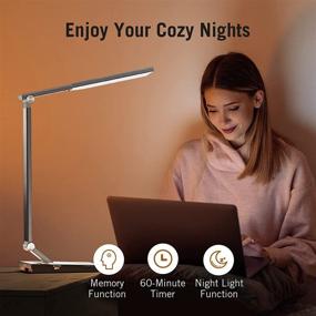 img 1 attached to 🔦 Metal LED Desk Lamp with USB Port, Eye-Caring Architect Desk Light for Workbench Office, Home Office Lighting with 5 Color Modes &amp; 6 Brightness Levels, Touch Control in Sliver