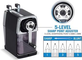 img 3 attached to Точилка для карандашей CARL CC-2000: ручная, тихая, черная с пятипозиционным селектором для офиса, дома и школы