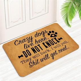 img 2 attached to 🐶 DoubleJun Funny Doormat: Crazy Dogs Live Here, No Knocking! Indoor/Outdoor Rug with Non-Slip Backing - 29.5"(W) X 17.7"(L)