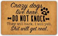 🐶 doublejun funny doormat: crazy dogs live here, no knocking! indoor/outdoor rug with non-slip backing - 29.5"(w) x 17.7"(l) логотип