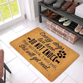 img 1 attached to 🐶 DoubleJun Funny Doormat: Crazy Dogs Live Here, No Knocking! Indoor/Outdoor Rug with Non-Slip Backing - 29.5"(W) X 17.7"(L)