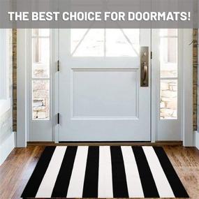 img 3 attached to 🏠 Iohouze Cotton Black and White Striped Rug: 27.5 x 43 Inches Washable Outdoor/Indoor Door Mat for Front Porch, Farmhouse, and Entryway