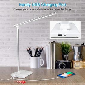 img 3 attached to 💡 Silver LED Desk Lamp with USB Charging Port, Touch Control, Eye-Caring Technology, 5 Lighting Modes and Brightness Levels, Auto-Off Timer, Memory Function - Ideal for Reading, Working, and Office Use