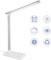 💡 silver led desk lamp with usb charging port, touch control, eye-caring technology, 5 lighting modes and brightness levels, auto-off timer, memory function - ideal for reading, working, and office use логотип