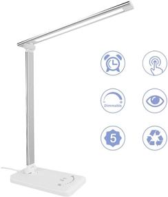 img 4 attached to 💡 Silver LED Desk Lamp with USB Charging Port, Touch Control, Eye-Caring Technology, 5 Lighting Modes and Brightness Levels, Auto-Off Timer, Memory Function - Ideal for Reading, Working, and Office Use