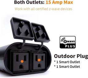 img 3 attached to 🔌 Convenient Outdoor Z-Wave Plus On/Off Light and Appliance Plug with Two Smart Outlets - Works with SmartThings, Wink, Alexa (ZW97)