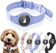 🐾 airtag pet collar for small and medium dogs and cats - 15 inch silicone design in white and black with lavender airtag option logo