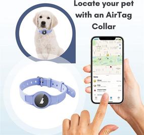 img 3 attached to 🐾 Airtag Pet Collar for Small and Medium Dogs and Cats - 15 Inch Silicone Design in White and Black with Lavender Airtag option