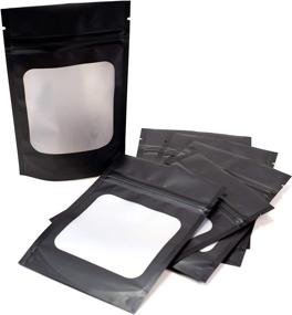 img 4 attached to 🛍️ PROGRESS Online: Stand Up Bottom 110 Pieces Smell Proof Thick Black Mylar Resealable Foil Bags - Food Safe, Airtight, Heat Sealable, with Window - Matte Black (4X6 Inches)