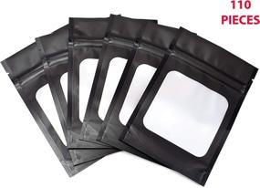 img 3 attached to 🛍️ PROGRESS Online: Stand Up Bottom 110 Pieces Smell Proof Thick Black Mylar Resealable Foil Bags - Food Safe, Airtight, Heat Sealable, with Window - Matte Black (4X6 Inches)