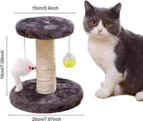 img 3 attached to 🐱 LUOWAN Cat Scratching Post and Activity Tree: Natural Sisal Tower for Small Cats with Round Perch and Plush Ball Furniture (A)