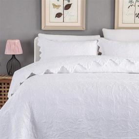 img 2 attached to 🛏️ Brandream White Quilts Set Queen King Size: Farmhouse Bedding 100% Cotton Quilted Bedspreads with Pillow Shams