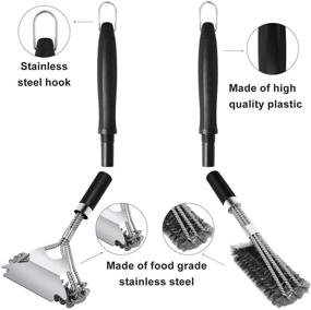 img 3 attached to 🔥 Premium Stainless Steel Grill Brush and Scraper Set - Ultimate BBQ Cleaning Tools with Safe Bristles and Heavy-Duty Scraper